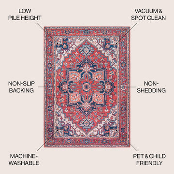 Cirali Ornate Large Medallion Washable Area Rug